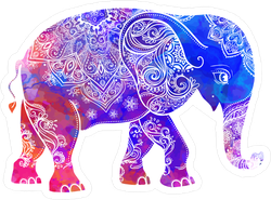 Hippie Style Elephant Sticker