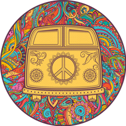 Hippie Vintage Mini Van Circle Sticker