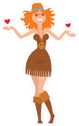 Hippie Woman in Love Sticker