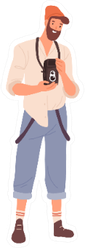 Hipster Guy Photographer Illustration Sticker
