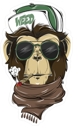 Hipster Weed Smoking Monkey Sticker