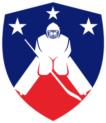 Hockey Logo On American Flag Background Sticker