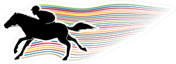 Horse And Jockey With Colorful Wave Sticker