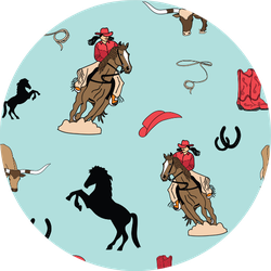 Horses And Cowgirls Pattern Sticker