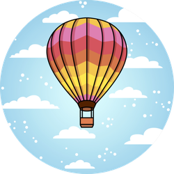 Hot Air Ballon Cloud Background Sticker