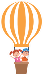 Hot Air Balloon With Boy And Girl Sticker