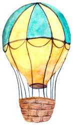 Hot Air Balloon Yellow Watercolor Sticker