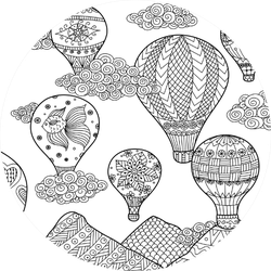 Hot Air Balloon Zentangle Sticker