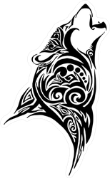 Howling Tribal Wolf Sticker