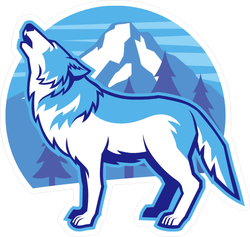 Howling Wolf and Mountain Sticker