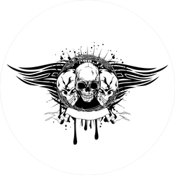Human Skulls With Barbwire And Tribal Wings Sticker