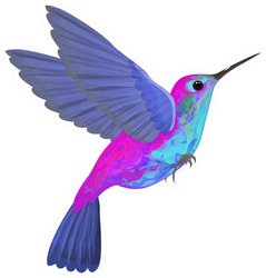 Hummingbird Blue Purple Isolated Illustration Sticker