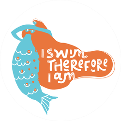 I Swim Therefore I Am Stylized Mermaid Sticker