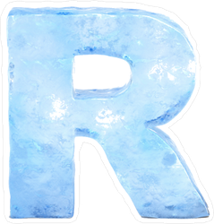 Ice Font Letter R Sticker