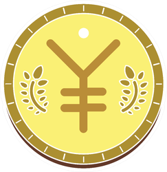 Illustrated Japanese Yen Sticker