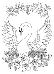 Illustration Beautiful Swan Coloring Book Sticker