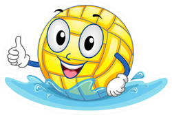 Illustration Featuring A Water Polo Ball Giving A Thumbs Up Sticker