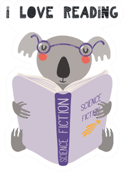 Illustration Of A Cute Funny Koala Reading A Book Sticker
