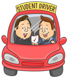 Illustration Of A Red Car Student Driver Sticker