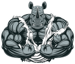 Illustration Of A Strong Rhino With Big Biceps Sticker