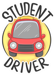 Illustration Of A Student Driver With A Red Car Sticker