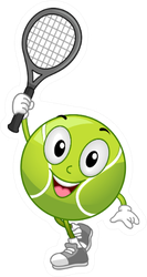 Illustration Of A Tennis Ball Holding A Racket Sticker