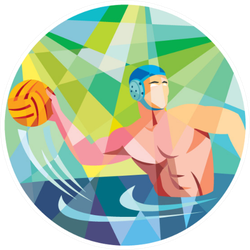 Illustration Of A Water Polo Player Circle Sticker