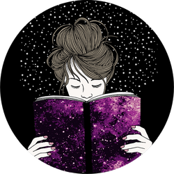Illustration Of A Young Woman Holding A Book Universe Sticker