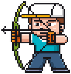 Illustration Of Cartoon Archery Player Pixel Sticker