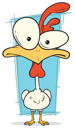 Illustration Of Cartoon Crazy White Chicken Sticker