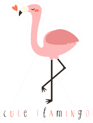 Illustration Of Cute Cartoon Flamingo Sticker