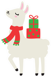 Illustration Of Cute Holiday Llama Sticker