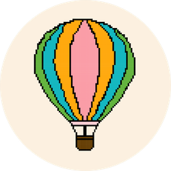 Illustration Of Hot Air Balloon In Pixel Art Sticker