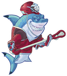 Illustration Of Mean Shark Mascot Lacrosse Sticker
