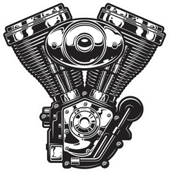 Illustration Of The Vintage Custom Motorcycle Engine Sticker