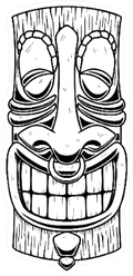 Illustration Of Tiki Tribal Wooden Mask Sticker