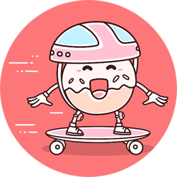 Illustration Smile Donut Skateboarding Sticker