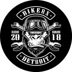 Illustration With Gorilla Biker Sticker