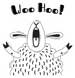 Illustration With Joyful Sheep Who Shouts Sticker