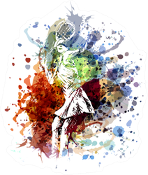 Illustration Woman Playing Tennis Sticker