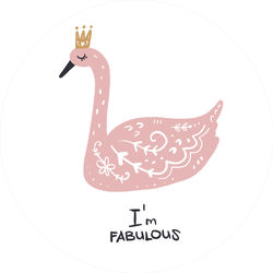 I'm Fabulous Lettering Pink Swan Illustration Sticker