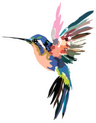 Image Of A Multi-colored Caliber Hummingbird Sticker