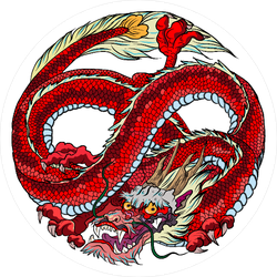 Infinity Red Dragon Circle Sticker
