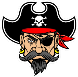 Intimidating Pirate Mascot Sticker