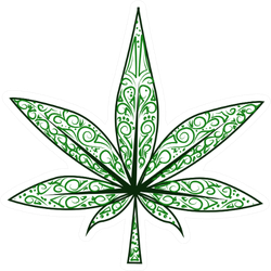 Isolated Decorative Marijuana Leaf Sticker