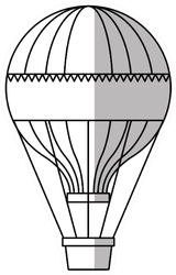 Isolated Hot Air Balloon Black and White Sticker