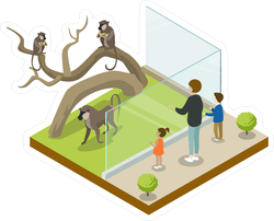 IsometricCage With Monkeys Sticker