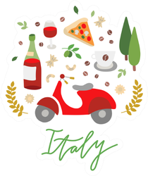 Italy Elements Doodles Sticker
