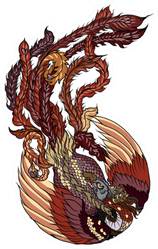 Japanese And Chinese Style Phoenix Fire Bird Sticker