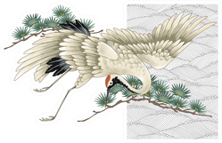 Japanese Crane Beautiful Illustration Sticker
